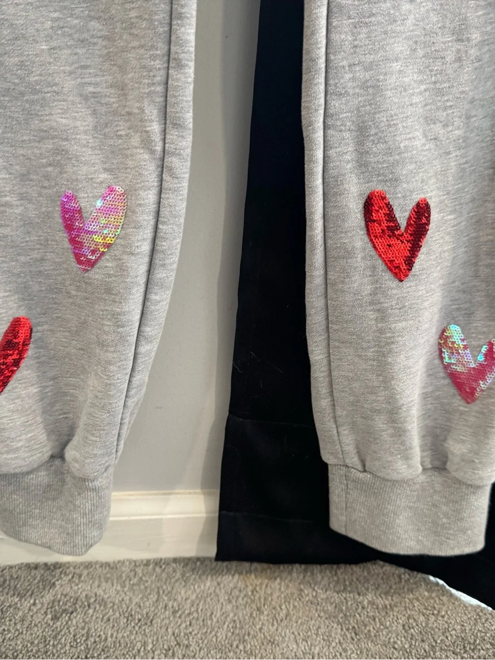Queen of Sparkles Grey Heart Sweatpants and Sweatshirt Set - Picture 7 of 9